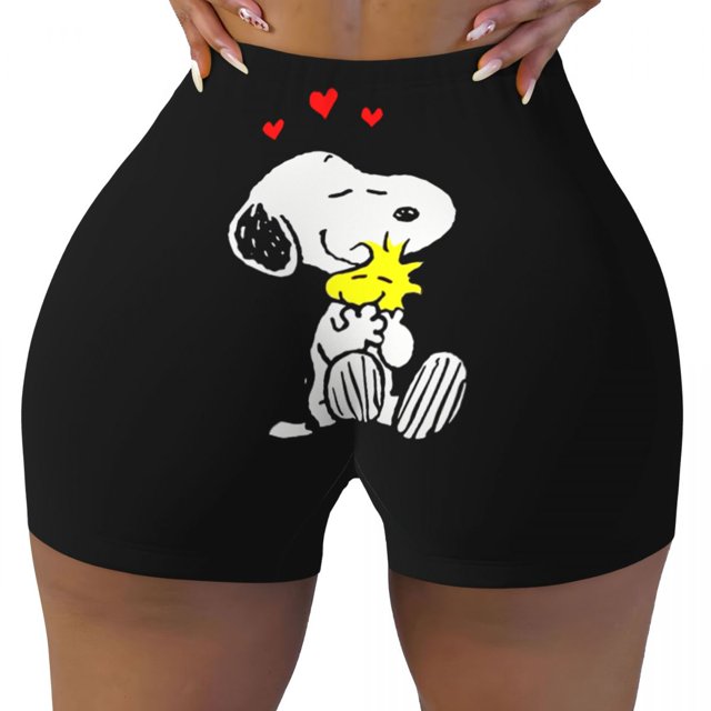 Pantalones cortos de ciclismo para entrenamiento de voleibol con paisaje de Van Gogh personalizado de Snoopy y Charlie Brown Pantalones cortos de yoga para gimnasio de Peanuts para mujer