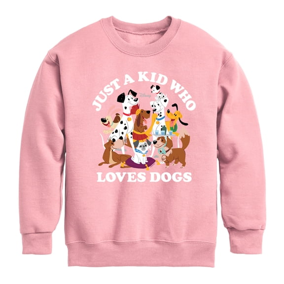 Disney Classics - Cats & Dogs - Just A Kid Who Loves Dogs - Toddler And Youth Crewneck Fleece Sweatshirt