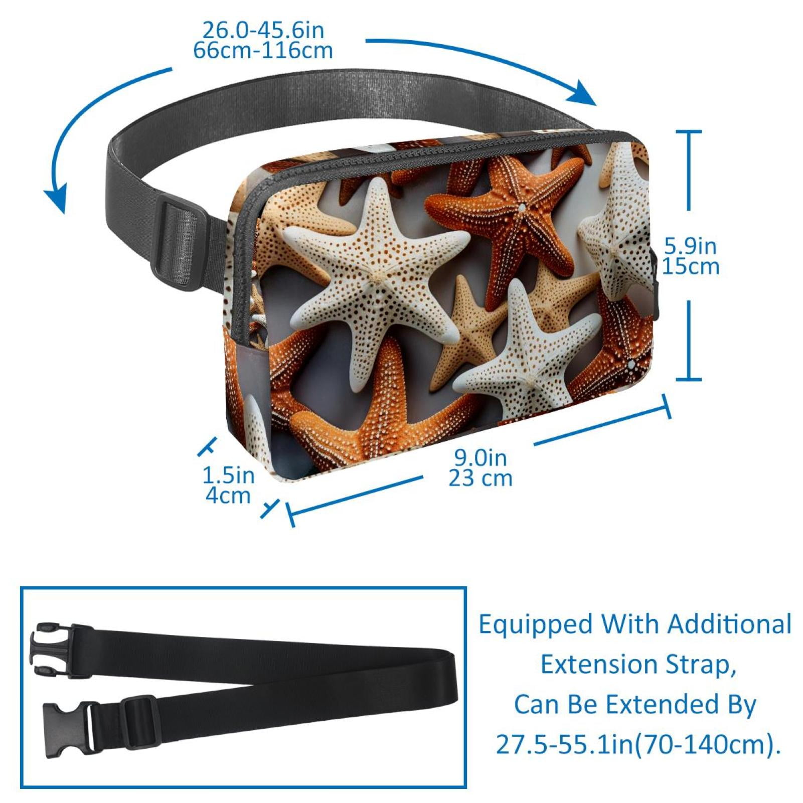 Starfish Adjustable Lightweight Waist Bags with Extension Strap, Unisex Running Belt Fanny Pack