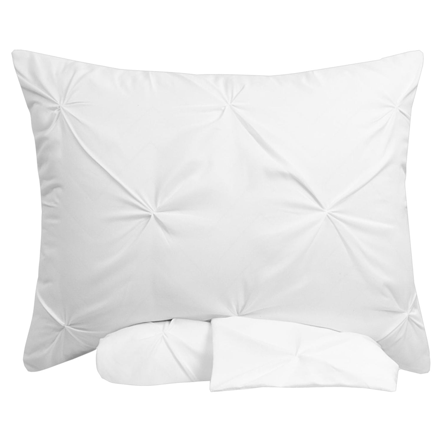 Sweet Home Collection, Luxurious 3 Piece Microfiber Pinch Pleat Pintuck Duvet Cover & Pillow Sham Set - Queen, White
