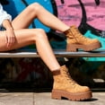 thumbnail image 3 of Yolanda Zula Lace-up Combat Boots Ankle Bootie for Women-Water-Resistant Side Zip Platform Lug Sole Boots, 3 of 7