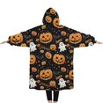 thumbnail image 2 of Oversized Wearable Blanket Hoodie,Happy Halloween Pumpkin Pattern Sherpa Blanket Hoodie with Super Pockets,Super Warm Fuzzy Pullover for Women & Men, 2 of 6