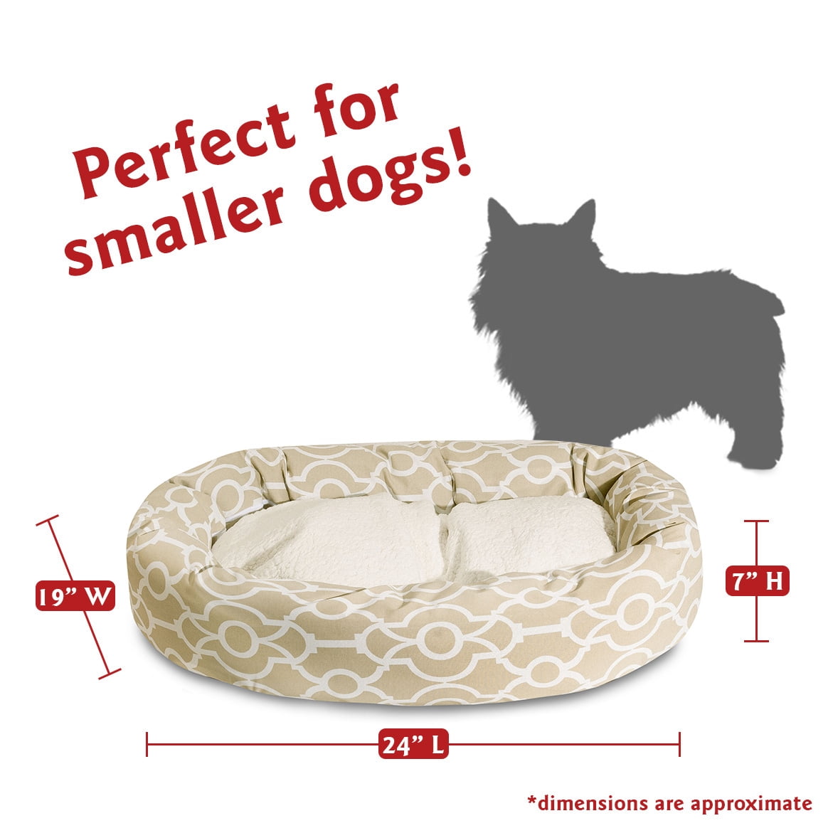 Majestic Pet Sherpa Athens Bagel Pet Bed for Dogs, Calming Dog Bed Washable, Small, Sand