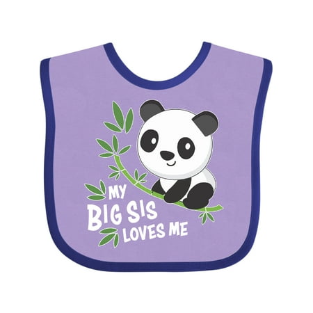 

Inktastic My Big Sis Loves Me- Cute Panda Gift Baby Boy or Baby Girl Bib