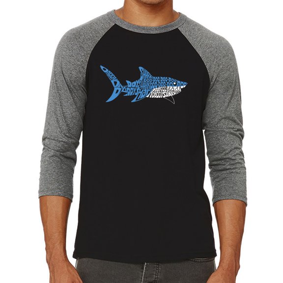 Men's Raglan Baseball Word Art T-shirt - Daddy Shark