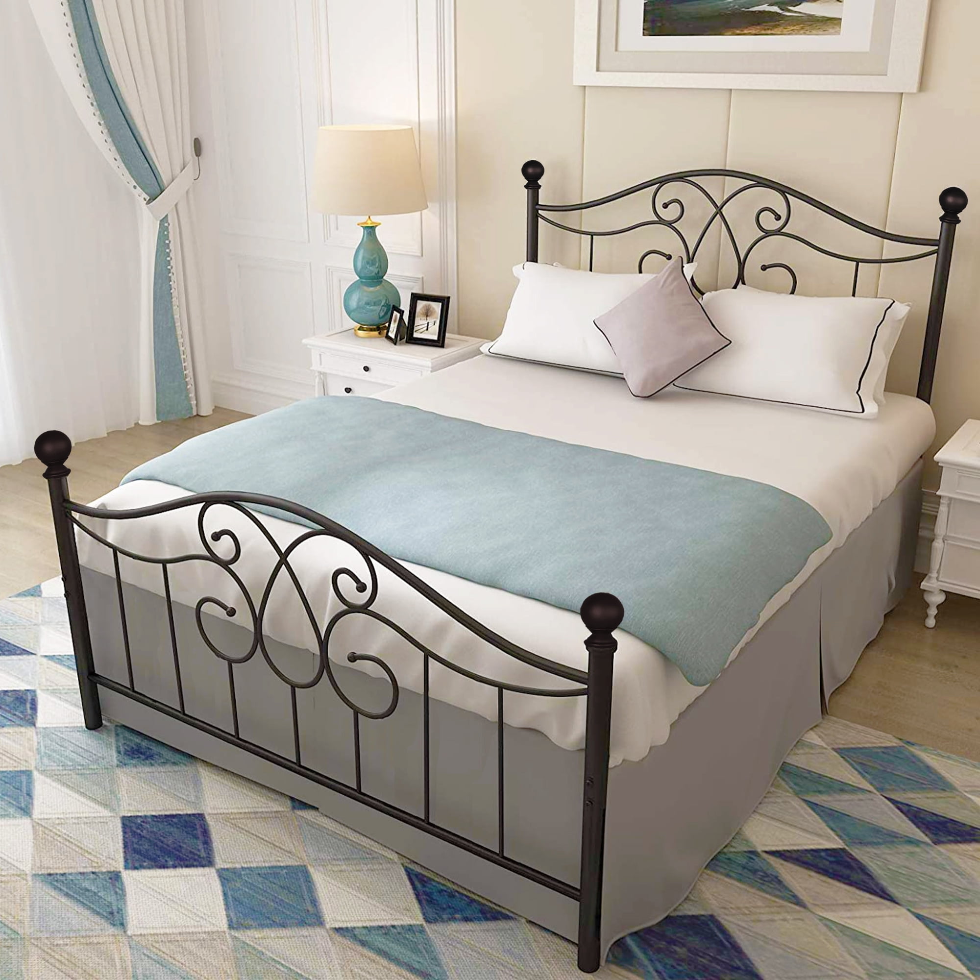 Queen Metal Bed with Headboard and 10" Under-Bed Storage, 450 Lbs Weight  Capability, Modern Metal Platform Bed with Butterfly Shape Headboard for  Girl and Boy, Premium Steel Slat Support, Black - Walmart.com