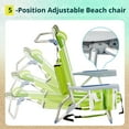 thumbnail image 3 of Ktaxon Backpack Beach Chair, 5-Position Protable  Beach Chair, Light-Weight Foldable Camping Chair with Back Storage Bag & Cooler Pouch and Side Bags for Beach Poolside (Low, Green Stripes), 3 of 9