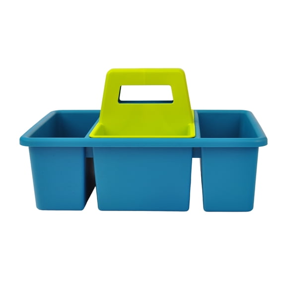 Pen+Gear Plastic 2-in-1 Supply Caddy Desk Organizer, Green and Teal