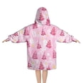 thumbnail image 2 of Pink Christmas Tree Pattern Blanket Hoodies for Kids 6-13YR Oversize Wearable Blanket Hoodies for Boys Girls Teens, 2 of 7
