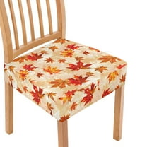 SEANATIVE Thanksgiving Chair Covers for Dining Chairs Set of 4 Fall Chair Seat Cover Square Chair Cushion Covers for Dining Room Living Room Maple Leaves Chair Slipcovers Holiday Party Decor