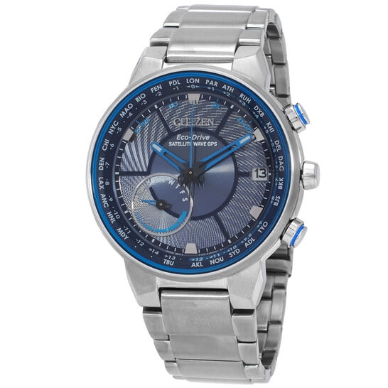 Citizen Perpetual World Time Satellite Wave Eco-Drive Blue Dial Men's Watch CC3030-53L