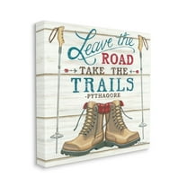 Stupell Industries Leave the Road Adventure Quote with Hiking Boots Designed by Deb Strain
