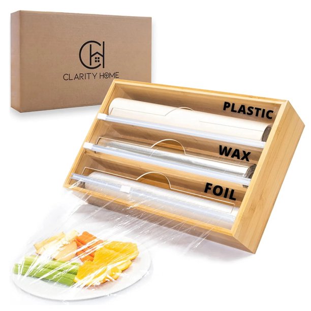 CH Clarity Home Wooden Foil and Plastic Wrap Dispenser With Cutter 3