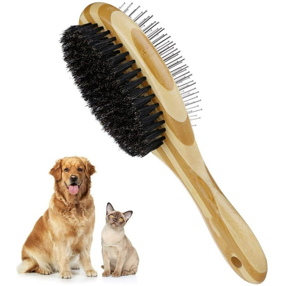 Cat Brush Dog Brush, Boar Bristles & Needle Brush Double Brush Pet Brush Comb Dog And Cats For Short Hair Long Hair