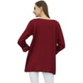 thumbnail image 4 of Bimba Women Rayon Maroon Summer Tunic Long Sleeve Embroidery Casual Loose Top-6, 4 of 5
