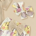 thumbnail image 5 of Kaprioy My First Easter Baby Girl Outfit Girls Clothes Short Sleeve Ribbed Romper Bunny Chick Bell Bottom Pants Headband 3PCS Set, 5 of 6