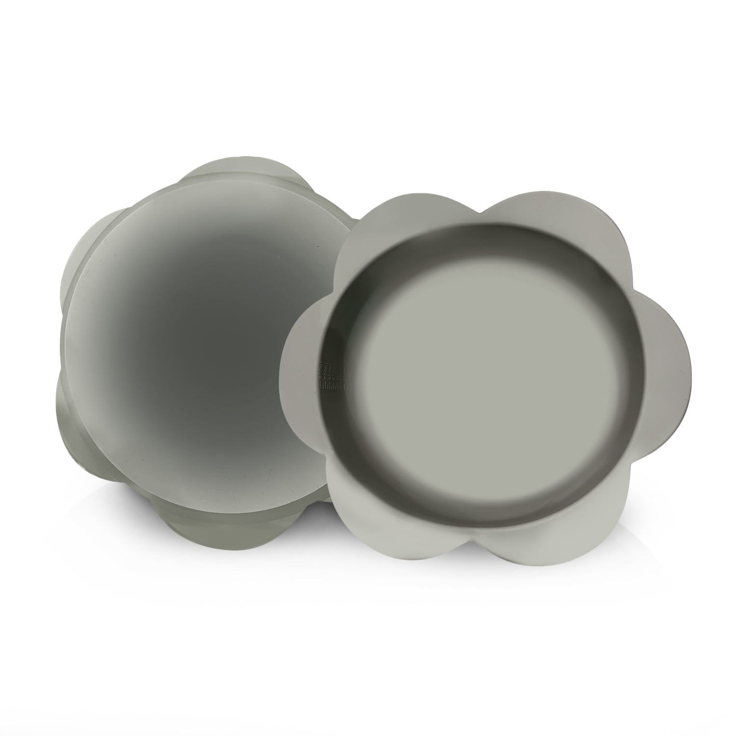 P.T. Supply Co. Gray Small Flower-Shaped Silicone Pet Bowl with Non-Slip Suction Base