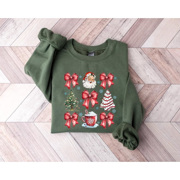 Coquette Christmas Sweatshirt, Santa Coquette Sweater, Christmas Tree Sweatshirt, Retro Christmas Sweatshirt, Christmas Gift Sweatshirt