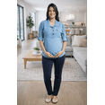 thumbnail image 4 of Blusa Maternidad Mezclilla Cómoda Ropa Embarazo Blusa Mujer Casual Manga Ajustable Bolsas Color Azul Claro, 4 of 4