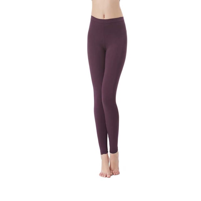 Minnieouse Ropa interior de mujer, mallas, pantalones térmicos elásticos de Color sólido, transpirables, cómodos, capa base de otoño, Ropa interior café morado