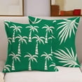 thumbnail image 3 of Tropical Plant Throw Pillow Covers Summer Hawaii Beach Leaves Coconut Tree Home Pillow Covers Outdoor Grass Green Background Cotton Linen Pillow Cases Set of 4 18x18 Inch Decor Sofa(Leaves 4), 3 of 6