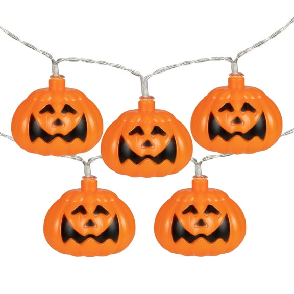 Northlight 10 Ct LED Pumpkin Halloween Warm White Light Set - 4' Clear Wire