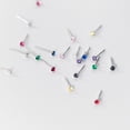 thumbnail image 3 of Pendientes pequeños de plata de ley S925 con forma de garra y diamante de colores, con un solo diamante, con agujeros para las orejas, sencillos y combinables para mujer G6535, 3 of 5