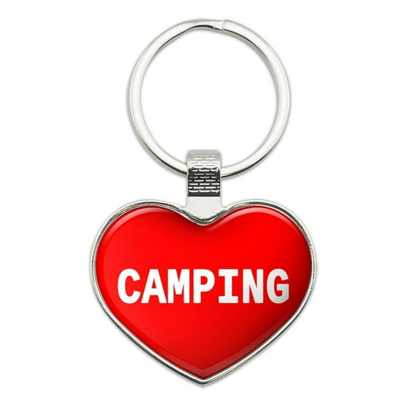 I Love Camping Heart Metal Key Chain
