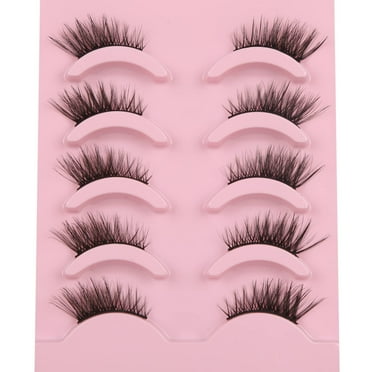 Half Lashes Natural Look Cat Eye Lashes Accent Half False Eyelashes Natural Look Small Corner Lashes Short Lashes Adhesive Eyelashes Pack 5 Pairs