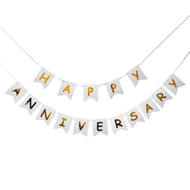 Banderines de papel con letras de FELIZ ANIVERSARIO, guirnaldas, suministros para fiestas, decoración de cumpleaños y bodas.