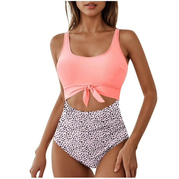 Women's One Piece Swimsuit Tummy Control Slimming Bathing Suit Cutout Tie Knot Swimwear
