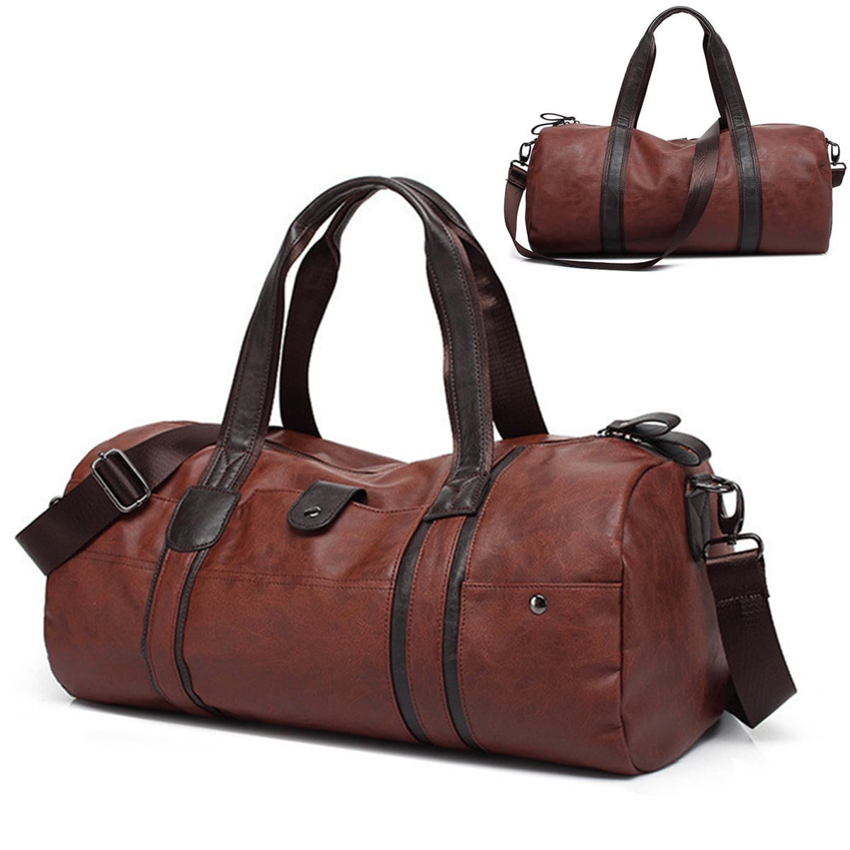 Men Large Capacity Leather Luggage Travel Shoulder Bag Duffle Gym Tote Handbag by