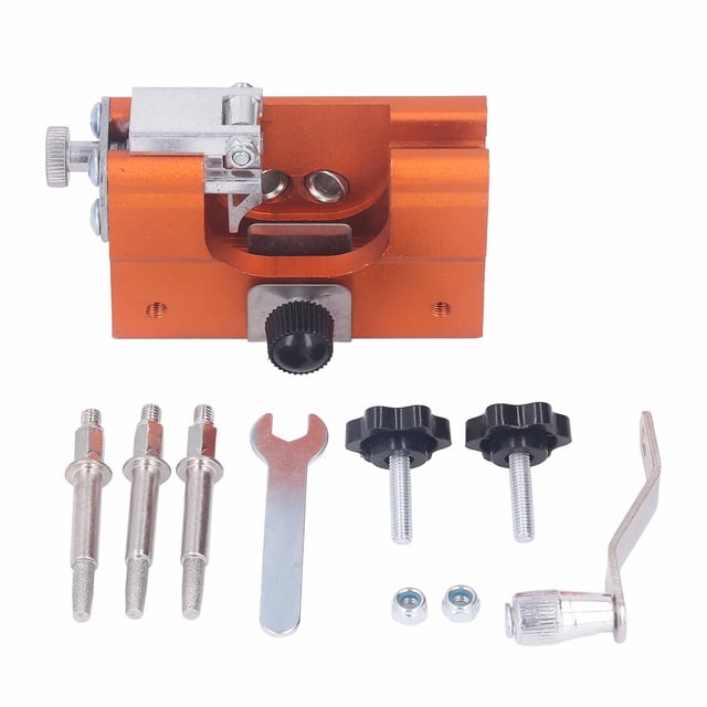 Hand Cranked Chainsaw Sharpening Jig Kit 3Pcs Grinding Heads Portable Chain Sharpener Tool for Most Chainsaws