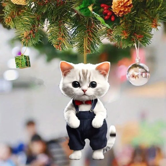 Fuebueo Christmas Tree Ornaments Cat Hanging Decorations Cat Ornaments for Christmas Tree Ornaments Set,Cat Decor for Cat Lovers Home Decor Gifts