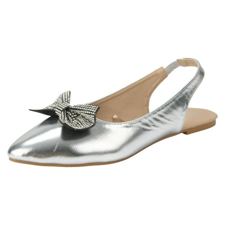 

Sngxgn Women Ballet Flats Shoes Comfortable Slip on Shoes Casual Dress Shoes Slip on Shoes(Silver 41)