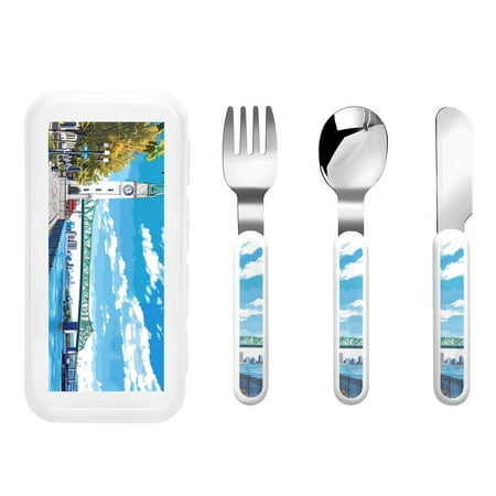 

Matuu Urban Riverside Clock Tower for Stainless Steel Kids Cutlery and Toddler Flatware Kids Utensil Set includes Knives Forks Spoons Ideal for Home and Preschools