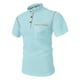 thumbnail image 1 of Blusa y camisa de cuello alto de manga corta para hombre, informal, de verano, a la moda, de color liso, con bolsillos y botones, blusa de cuello alto para hombre., 1 of 9