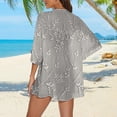 thumbnail image 5 of LEKODE Ladies Casual Mid Length Sheer Chiffon Layering Shrug Open Front 3/4 Flare Bell Sleeve Lightweight Beach Vacation Swim Outer Cover Up Tops Gray 2XL, 5 of 5