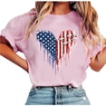 thumbnail image 5 of Mifsaly Heart American Flag Graphic Tee Women Crewneck Short Sleeve Summer Top Soft Stretchy Loose Fit Patriotic Shirt Vacation Daily Wear 4Th Of July T-Shirt L, 5 of 5