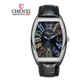 thumbnail image 4 of Relojes luminosos con calendario casual de cuero Chenxi, color de fondo plateado y negro, 4 of 5