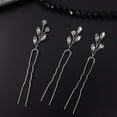 thumbnail image 3 of Bridal Cristal Strass Épingles à Cheveux Simples Mariage Soirée Accessoires de Cheveux pour les Femmes Pack de 3 (Argent), 3 of 5