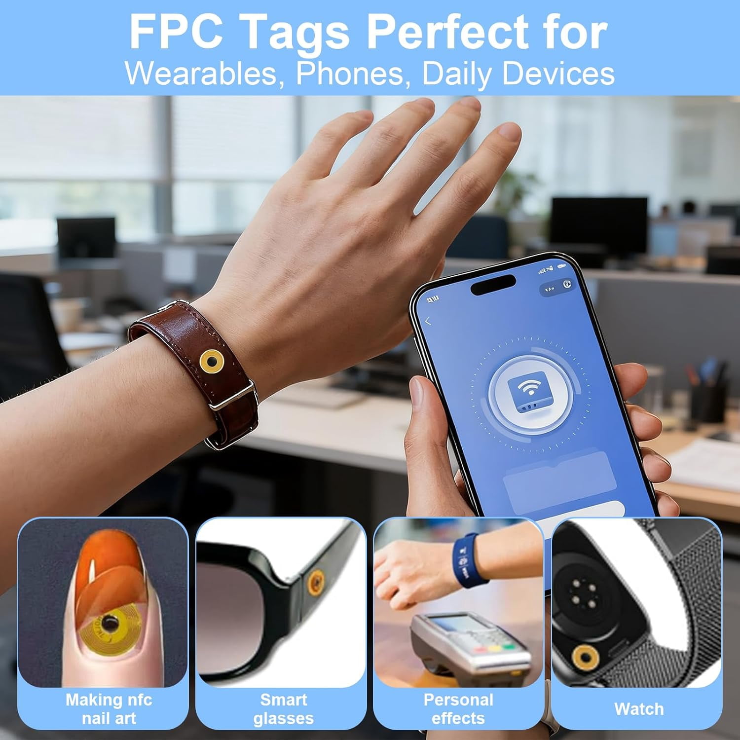 18 Pcs NFC Tags NTAG215 FPC Tag Flexible Smart Nail NFC Stickers NFC Electronic Tag Key Tags Waterproof Programmable RFID Sticker,10mm Round,NFC Tags for Phones, Amiibo,Wearables, Automation
