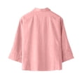 thumbnail image 7 of Endives Linen Shirts For Women Button Down Shirt Summer Solid Color Casual Half Sleeve Blouse Beach Loose Shirt Womens Tops Pink, 7 of 7