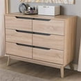 thumbnail image 2 of Hawthorne Collections Commode Double en Bois à 6 Tiroirs Brun Clair, 2 of 7