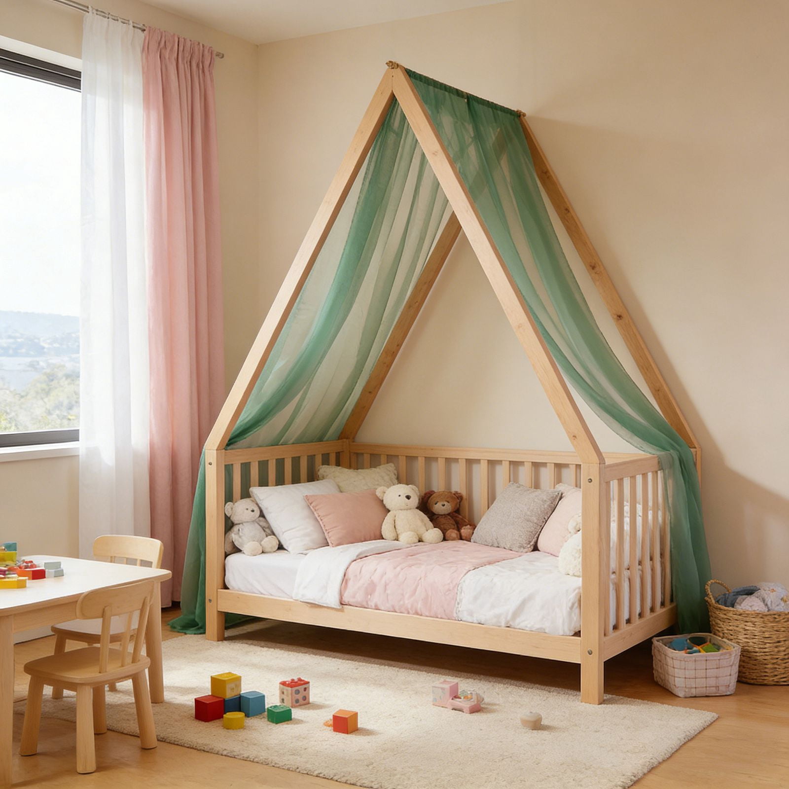 Canopy Bed Curtains Princess Bed Canopy Scarf Valance for Full/Queen Metal Bed Frame,Wood Frame Bed-2 Panel Sheer Curtain Canopy Bed Drapes