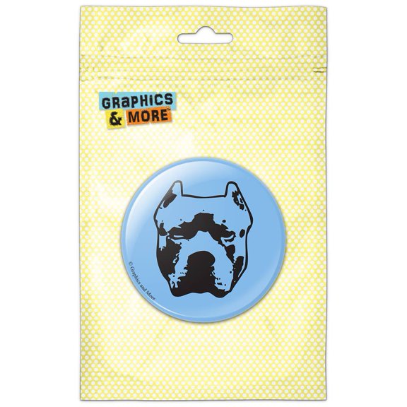 Pit Bull Dog Drawing on Blue Pinback Button Pin Badge