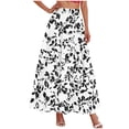 thumbnail image 2 of PNTUTB Summer Half Skirt for Women High-Waisted Skirt Fashionable Print Versatile Casual Elastic Waist Lightweight Flowing A-Line Skirt with Two Pockets, 2 of 6