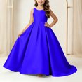thumbnail image 5 of Girls Floor Length Princess Dresses,Cozy Satin Sleeveless Maxi A Line Solid Color Gown for Pageant Wedding Flower Girl Birthday Party Ceremony Blue 2-3 Years, 5 of 6