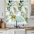thumbnail image 6 of Green Leaves Swag Curtains for Kitchen/Bedroom/Living Room, Summer Botanical Farmhouse Watercolor Leaf Scalloped Curtains 63 Inch Long, Window Swag Topper Curtains Valances 2 Panels Set 36"x63", 6 of 8