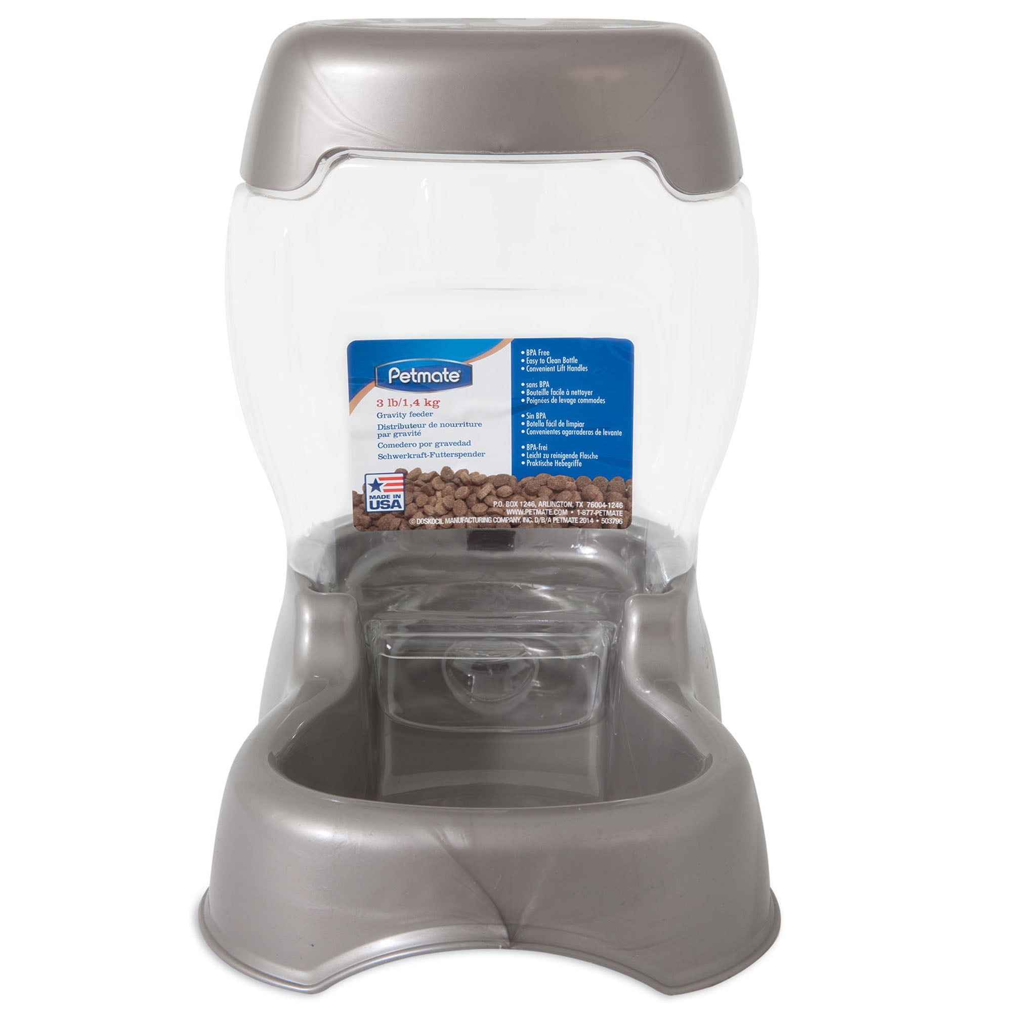 Petmate Pet Cafe Gravity Automatic Feeder Dry Dog Food Dispenser for Cats and Dogs, Small, 3 lb, Tan
